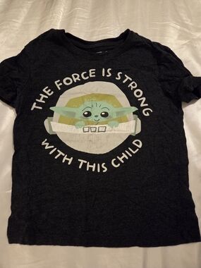 Star Wars Baby Yoda Shirt Size 5/6 “The Force Is Strong With This Child